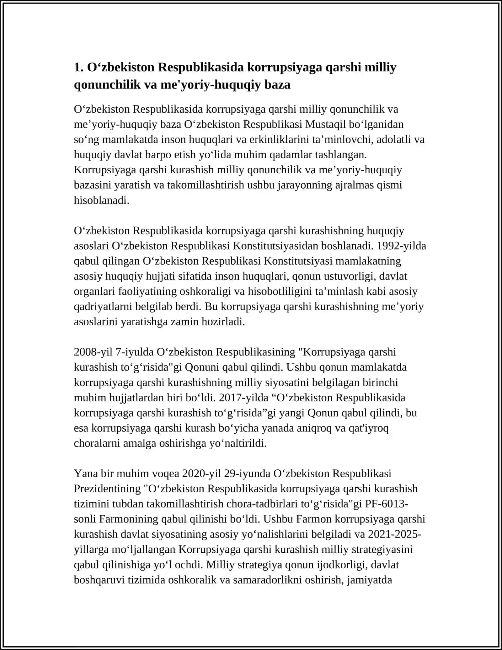 O‘ZBEKISTONDA KORRUPSIYAGA QARSHI KURASHISH MEXANIZMLARI 3