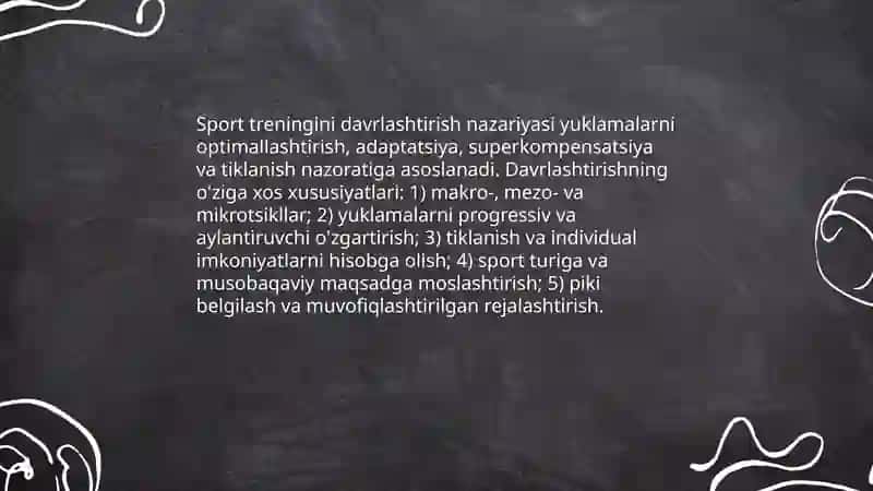 Sport tirinovkasini davrlash faoliyati 3