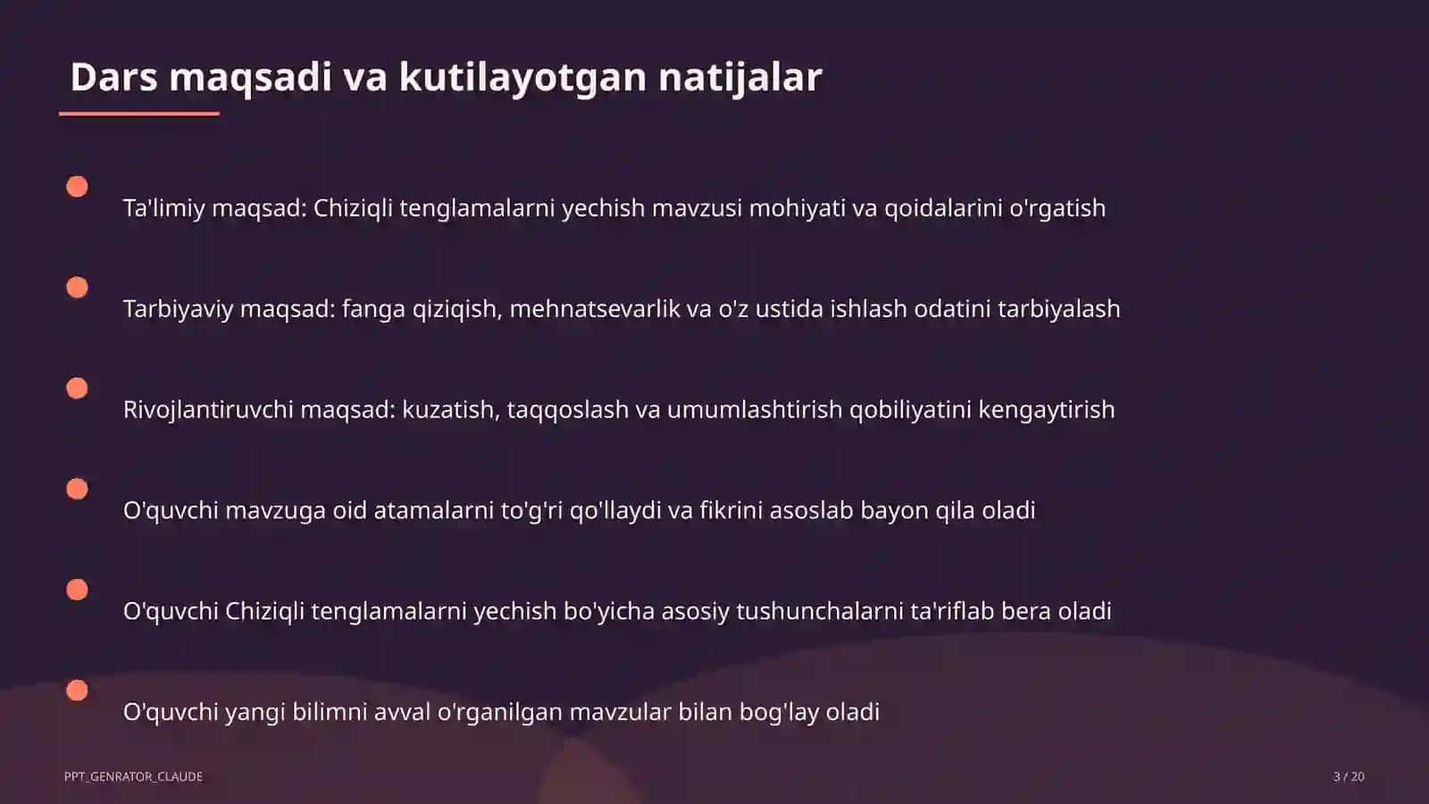 Chiziqli tenglamalarni yechish (6-sinf) 3