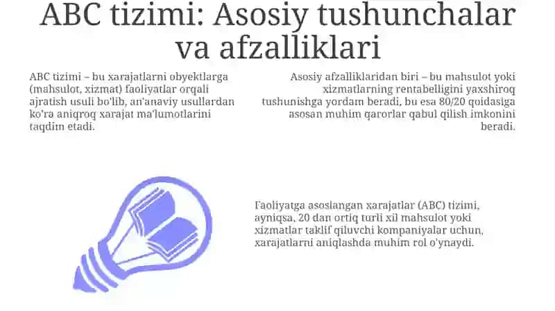 ABC tizimi bo'yicha boshqaruv hisobini tashkil qilish 3