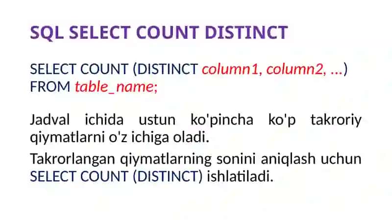 SQL SELECT DISTINCT Operatori 3