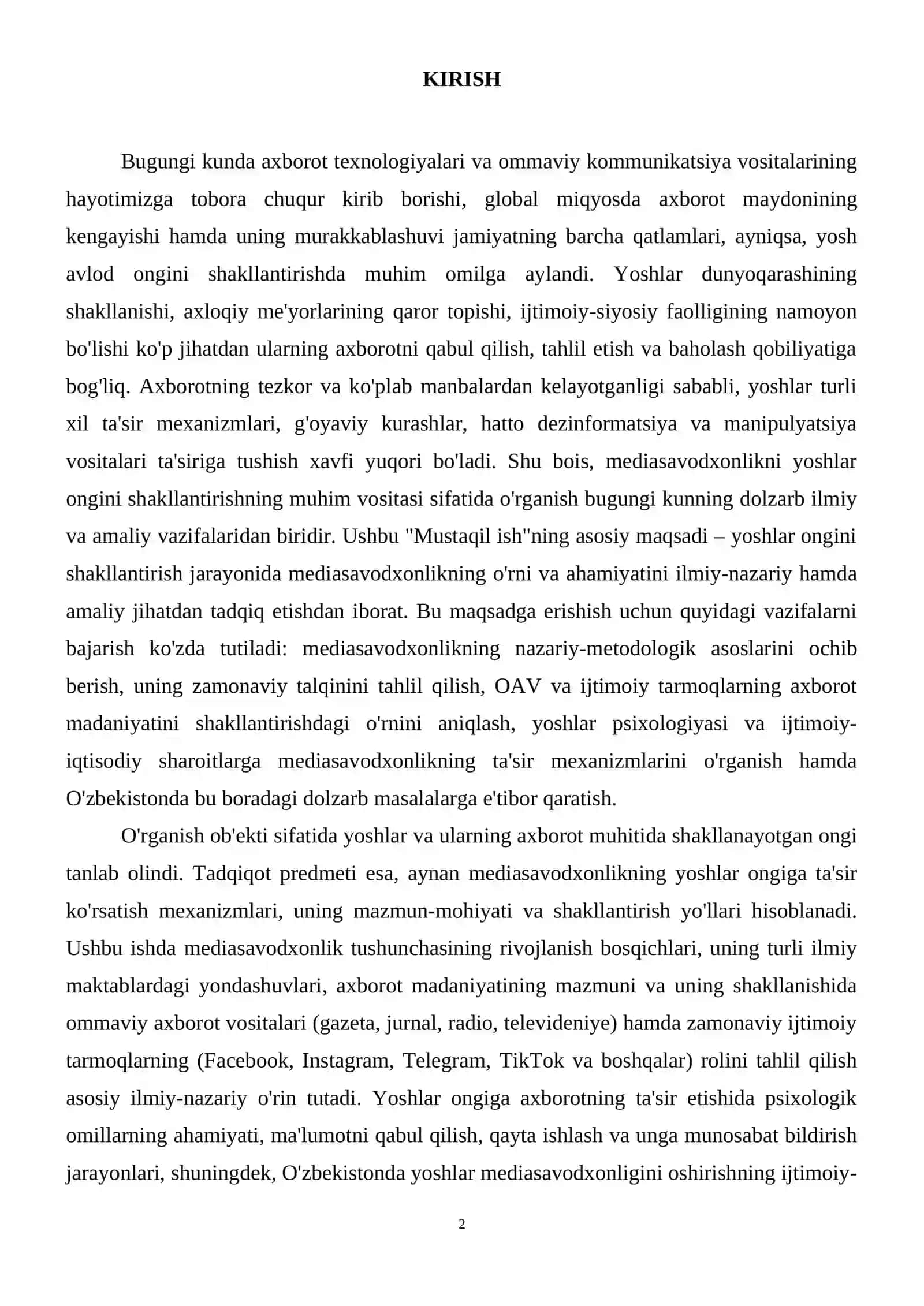 Mediasavodxonlikning yoshlar ongini shakillantirishdagi ro’li 3