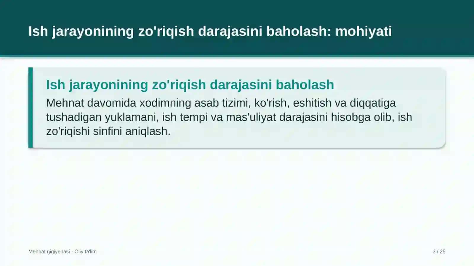 Kattalar ta'limida ish jarayonining zo'riqish darajasini baholash 3