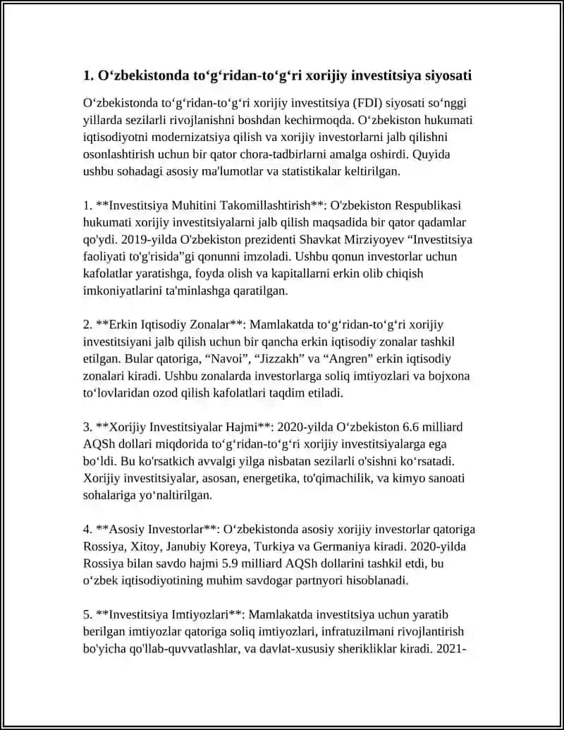 O‘ZBEKISTON RESPUBLIKASI INVESTITSIYA SIYOSATI 3