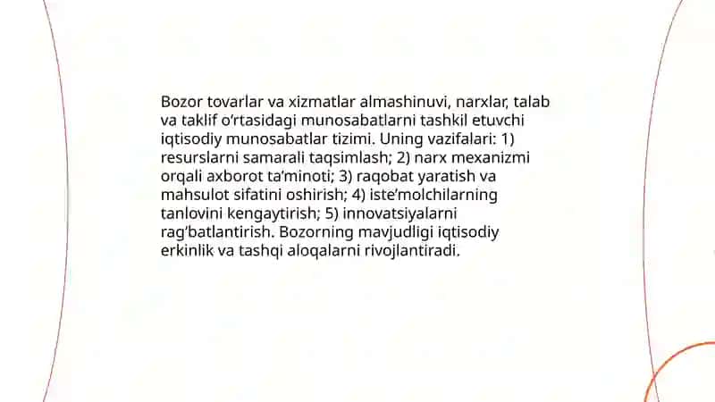 Bozor. Bozorga xos xususiyatlar 3