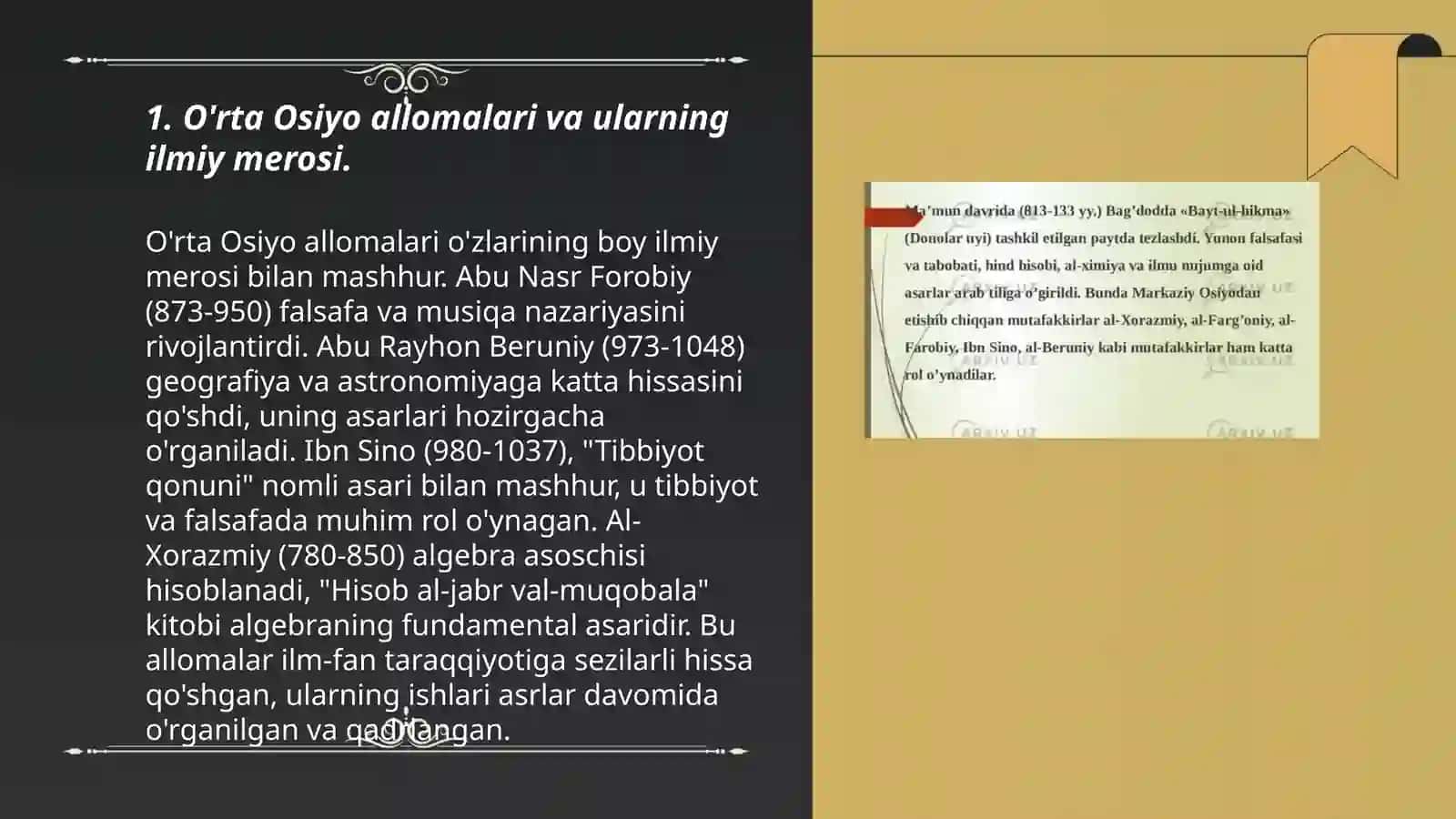 Yuksak manaviyatli yoshlarni tarbiyalashda oʻrta osiyo allomalari ilmiy merosining oʻrni(allomlarning ilmiy faolyatini misolida) 3