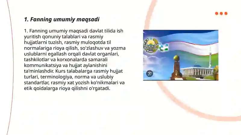 Davlat tilida ish yuritish" fanining maqsad va vazifalari 3