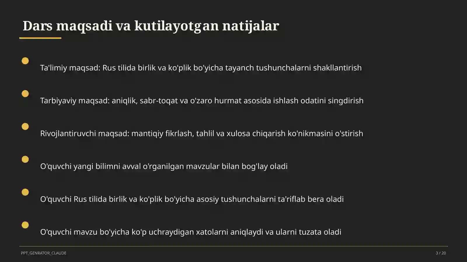 Rus tilida birlik va ko'plik (3-sinf) 3
