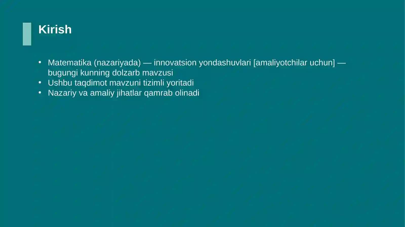 Matematika (nazariyada) — innovatsion yondashuvlari [amaliyotchilar uchun] 3