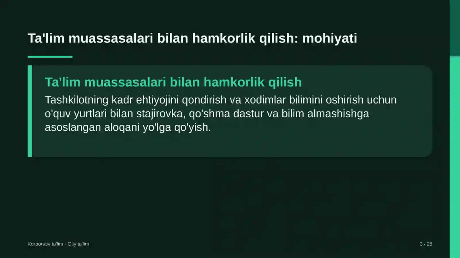Xususiy universitetlarda ta'lim muassasalari bilan hamkorlik qilish 3
