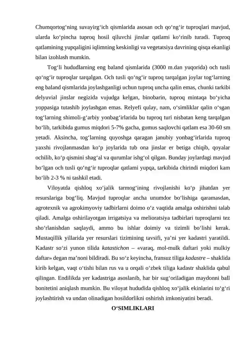 Tuproqlari, o‘simliklari va hayvonot olami 3