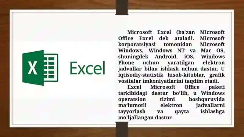 Elektron jadval muharrirlari. MS Excel dasturi (TAQDIMOT) 3