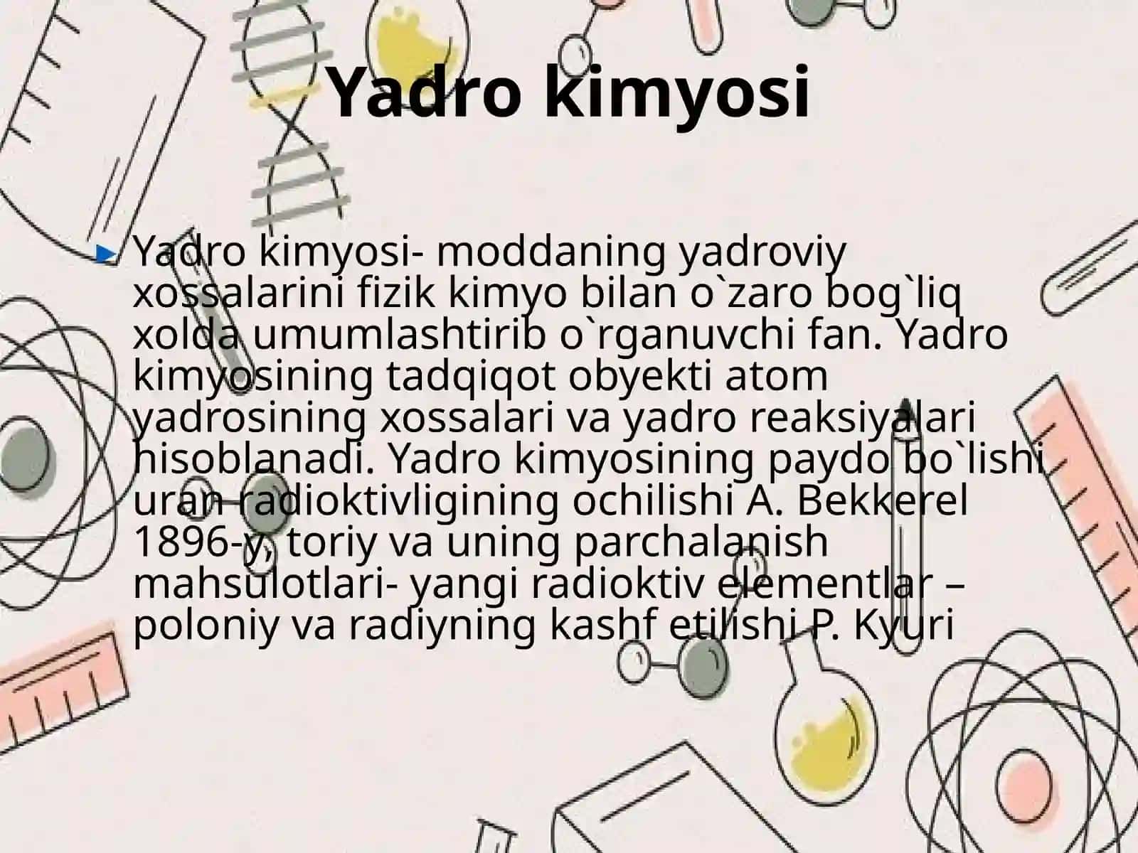 Yadro kimyosining tibbiyotdagi o’rni. Kriminalistikada kimyoning o’rni 3