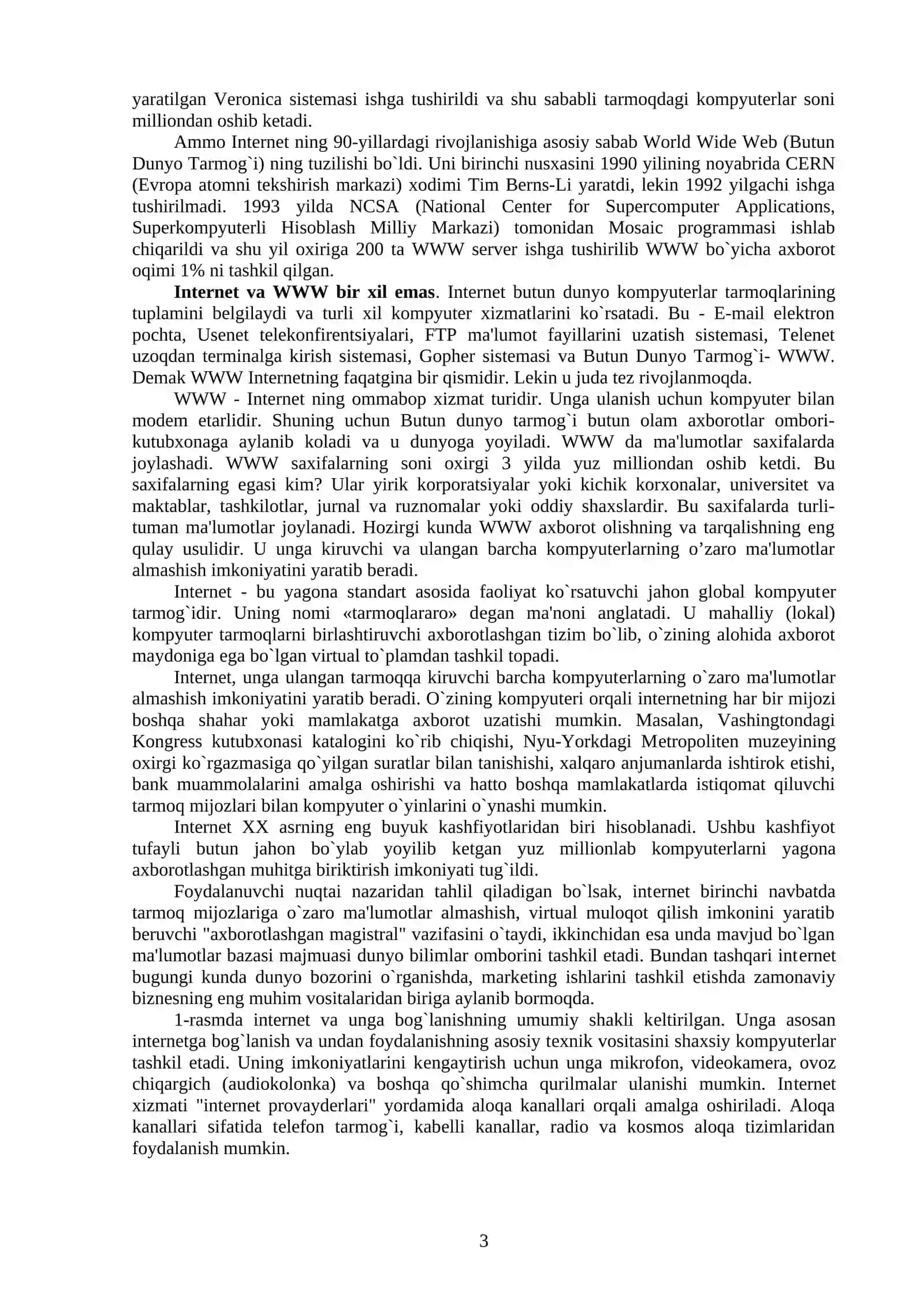 KOMPYUTЕR TARMOQLARI. TARMOQ TEXNOLOGIYALARINING ASOSLARI 3