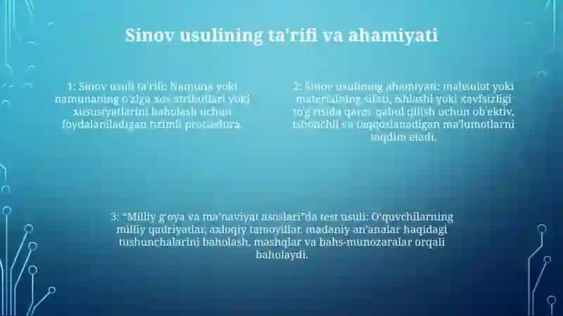 Milliy G‘Oya Va Ma’Naviyat Asoslari Darslarida Test Metodini Qо‘Llashning Mohiyati 3