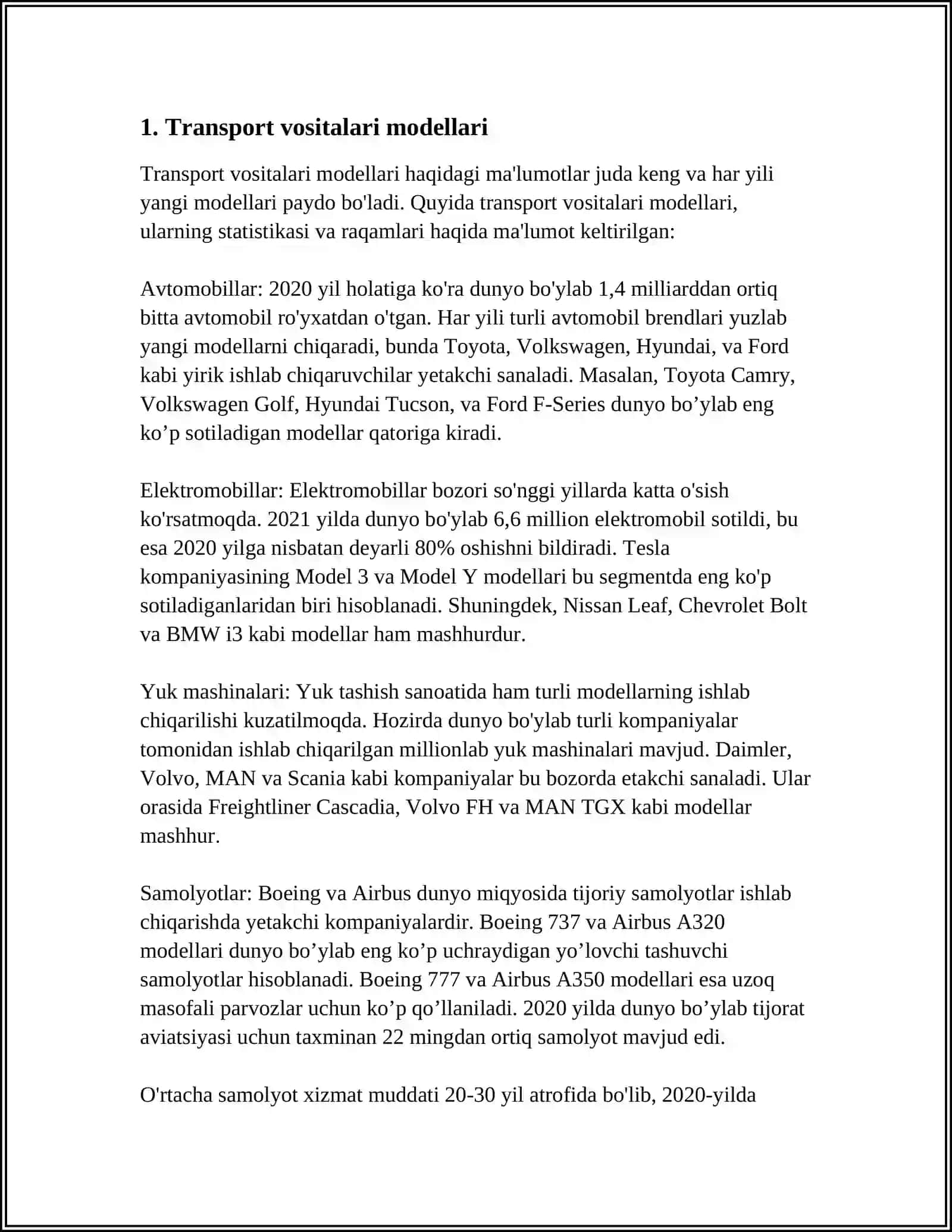 AMALIY MATEMATIKA FANIDAN TRANSPORT LOYIHALARI 3
