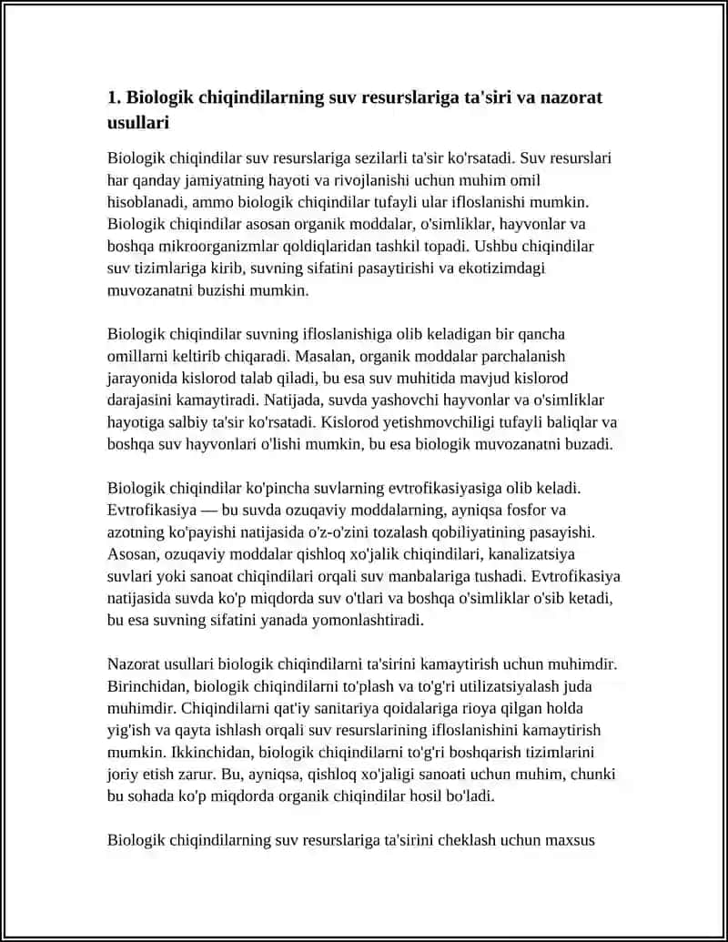 TASHQI MUHITNING BIOLOGIK VA TEXNOLOGIK CHIQINDILAR BILAN IFLOSLANISHI 3