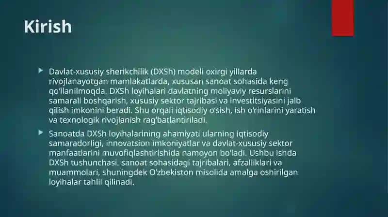 Sanoatdadavlat-xususiysherikchilikloyihalariningahamiyati 3
