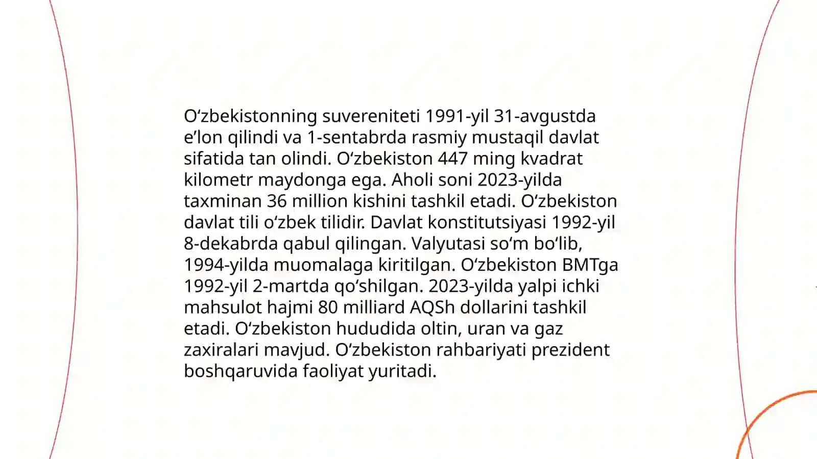 Oʻzbekiston suveren, demokratik, huquqiy, ijtimoiy va dunyoviy davlat 3