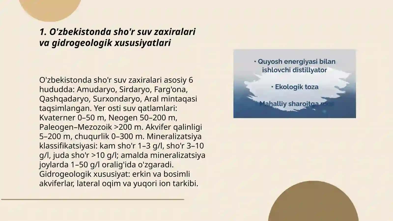 O'zbekiston sharoitida sho'r suvlardan chuchuk suv olish texnologiyasi 3