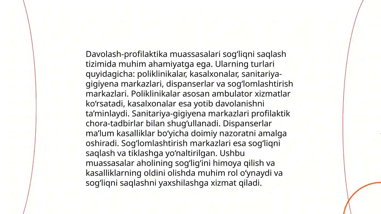 Davolash prafilaktika muassasalarining asosiy turlari va tibbiy hujjatlar yuritish tartibi 3