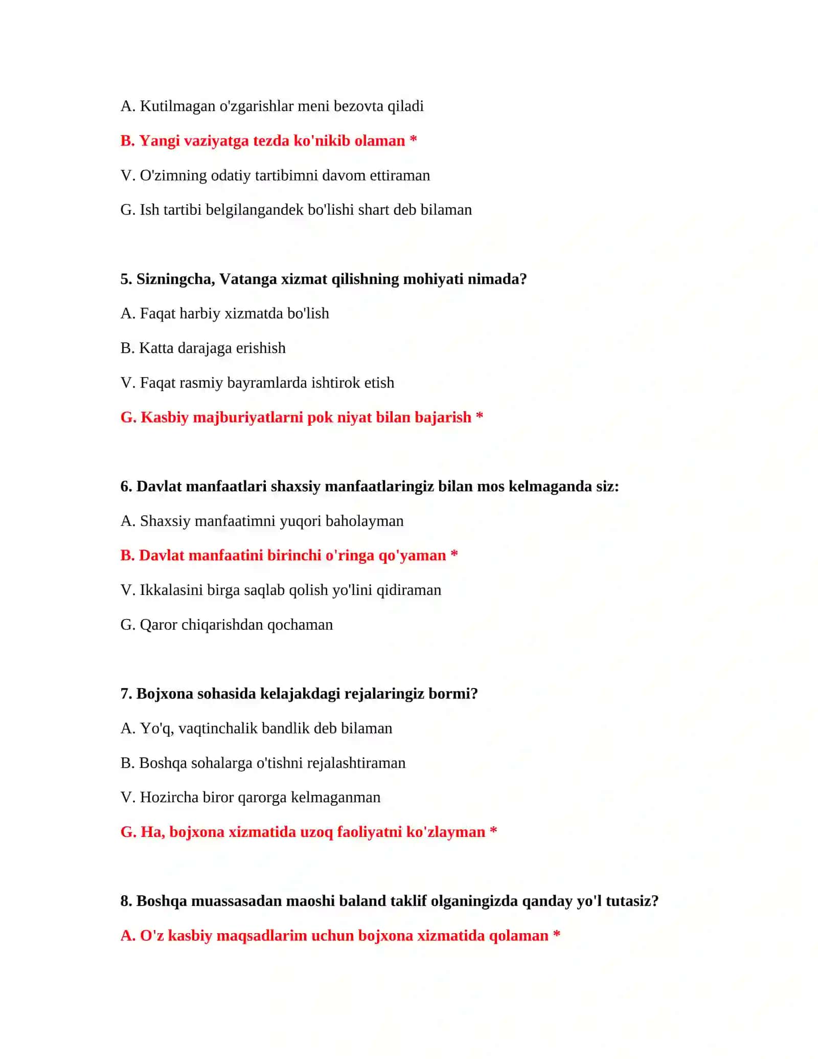 Bojxona IQ test savollari 3