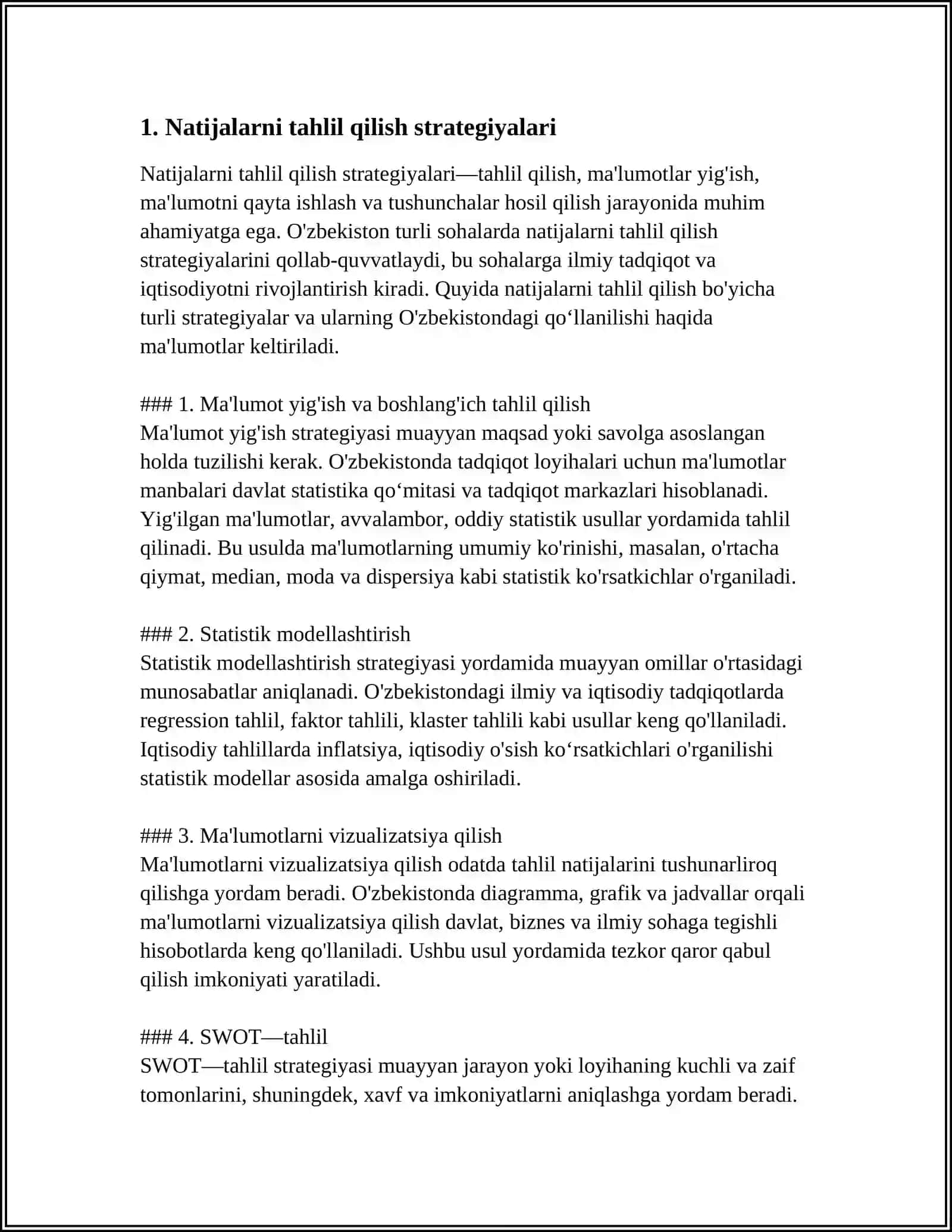 NATIJALARNI TAHLIL QILISH VA HISOBOTLARNI TAYYORLASH PRINSIPLARINI O’ZLASHTIRISH 3
