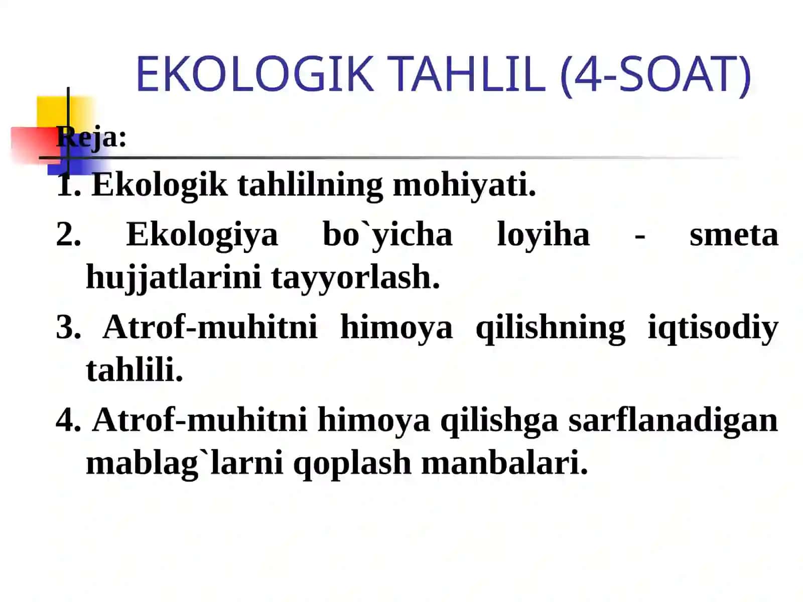 FAN: LOYIHALAR TAHLILI 3