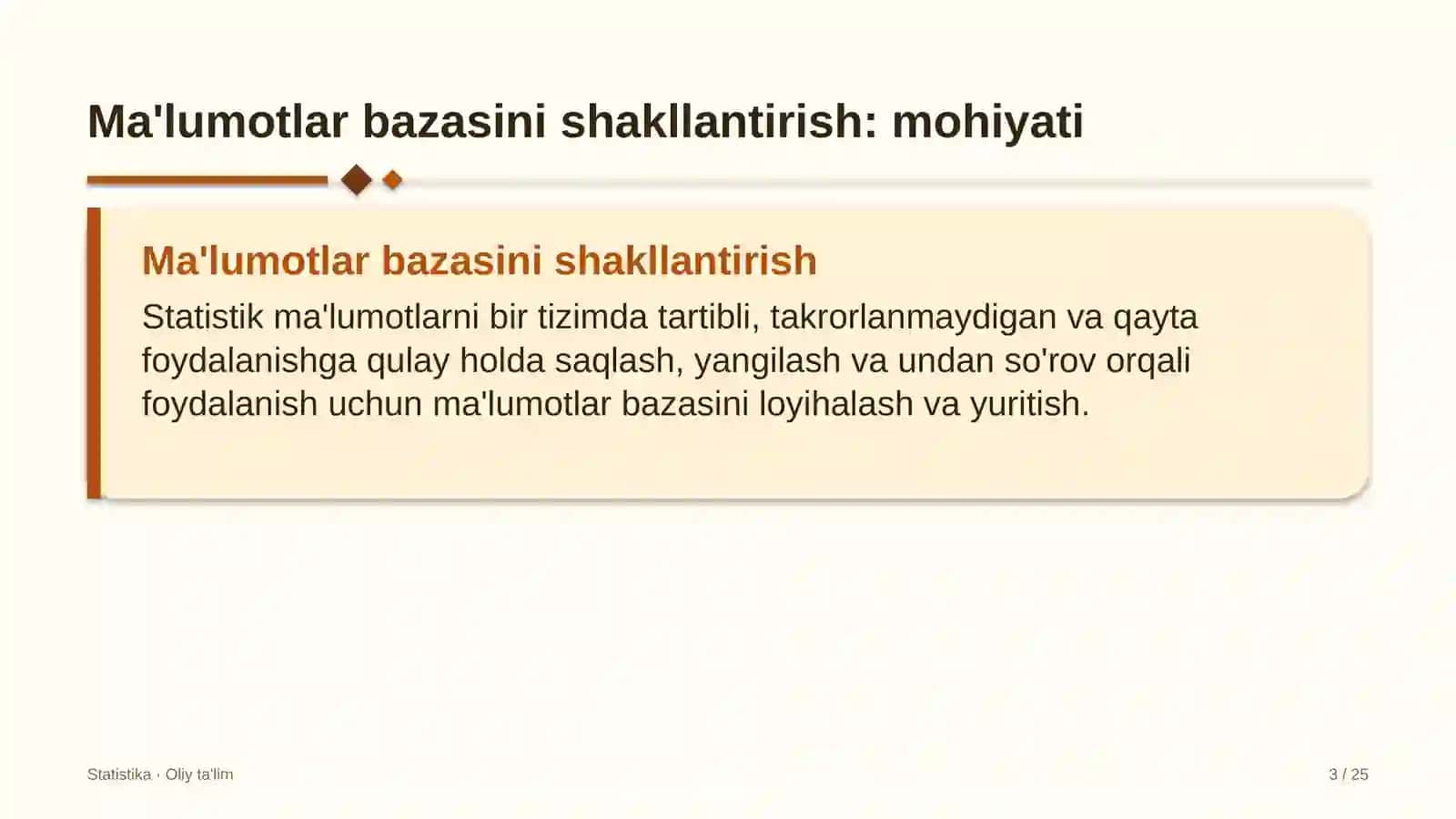 savdo uylarida ma'lumotlar bazasini shakllantirish 7522 3