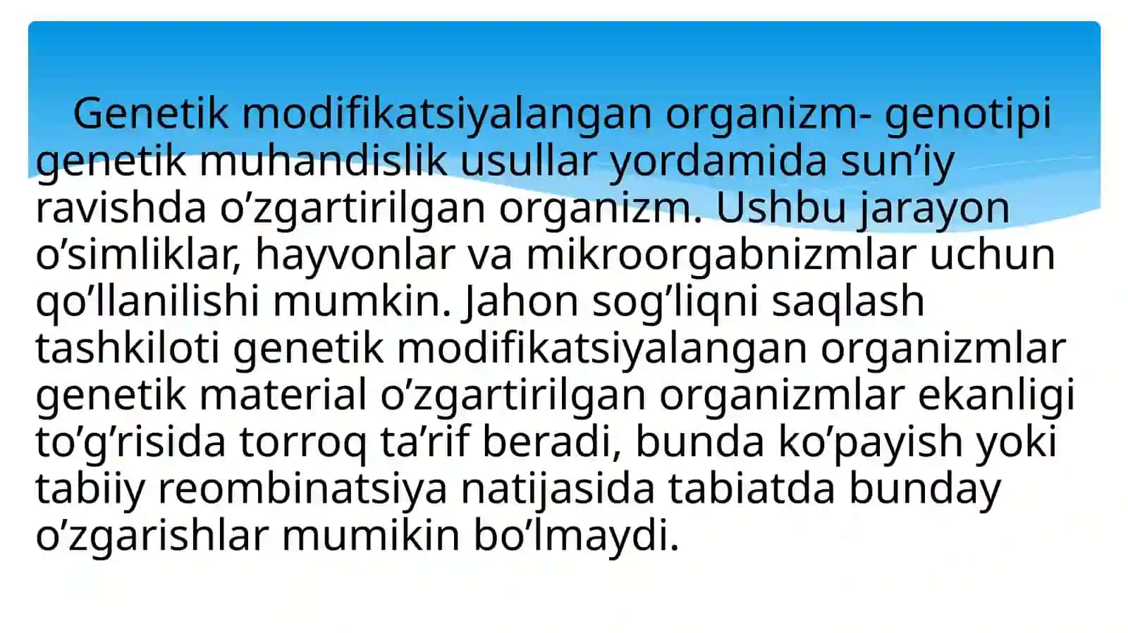 Genetik modifikatsiyalangan organizmlar mavzusida tayyor slayd, taqdimoti. 3