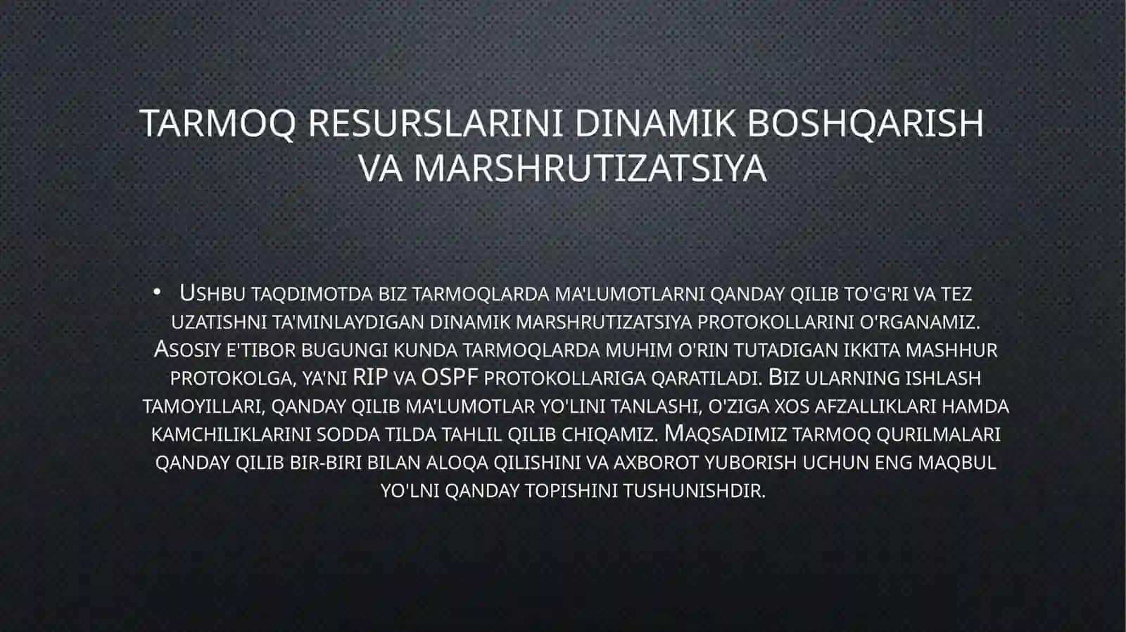 Tarmoq resurslarini boshqarish 3