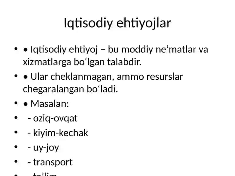 Ijtimoiy va iqtisodiy ehtiyojlar 3