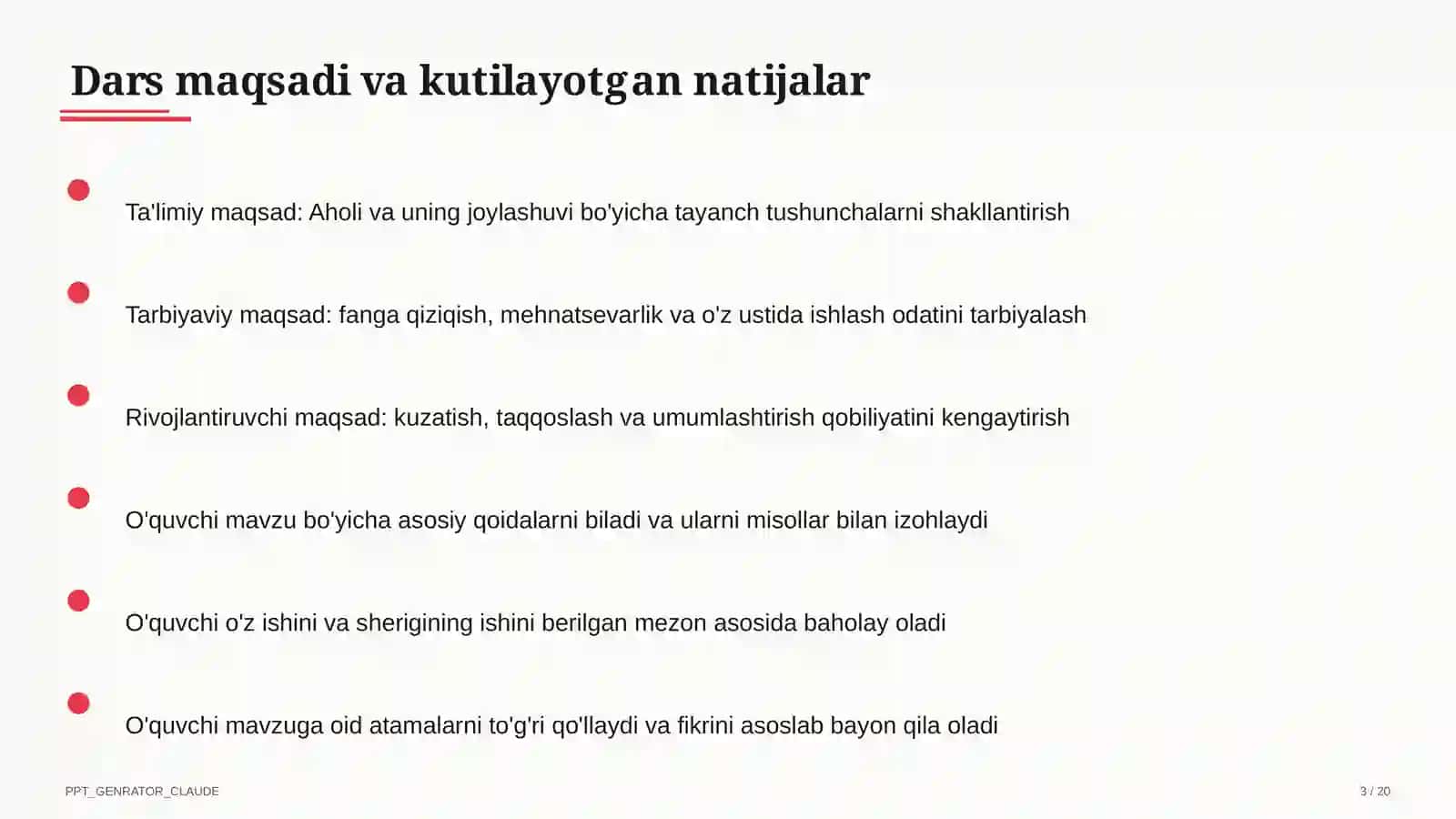 Aholi va uning joylashuvi (6-sinf) 3