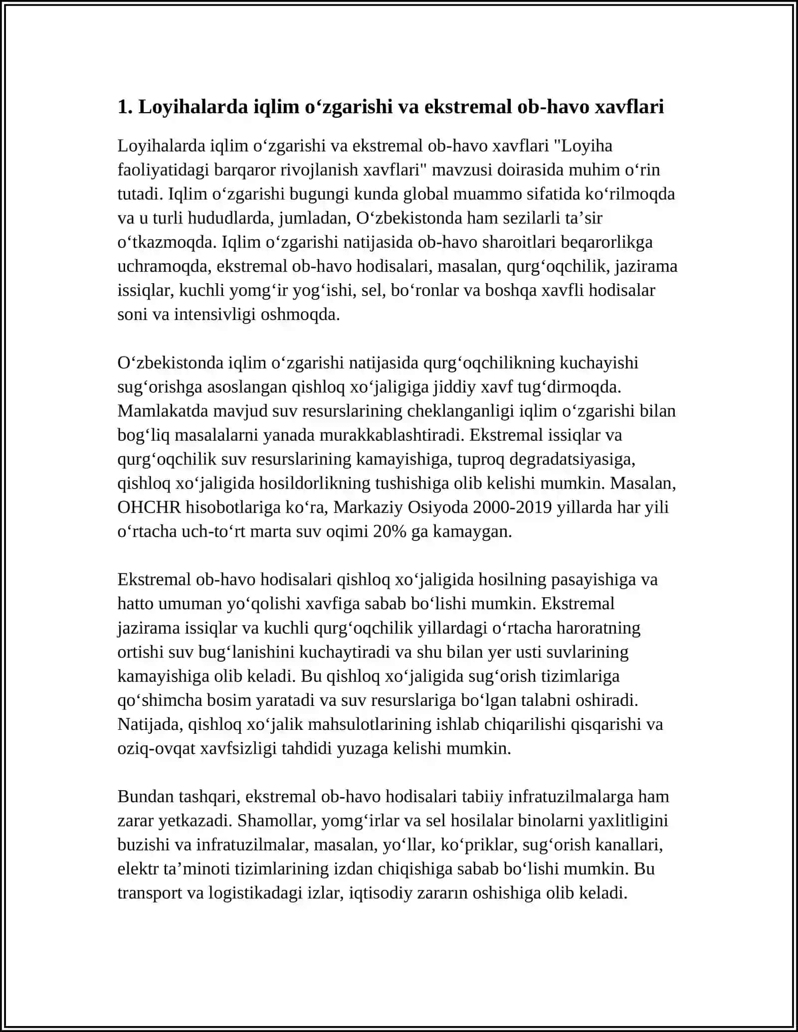 Loyiha faoliyatidagi barqaror rivojlanish xavflari 3