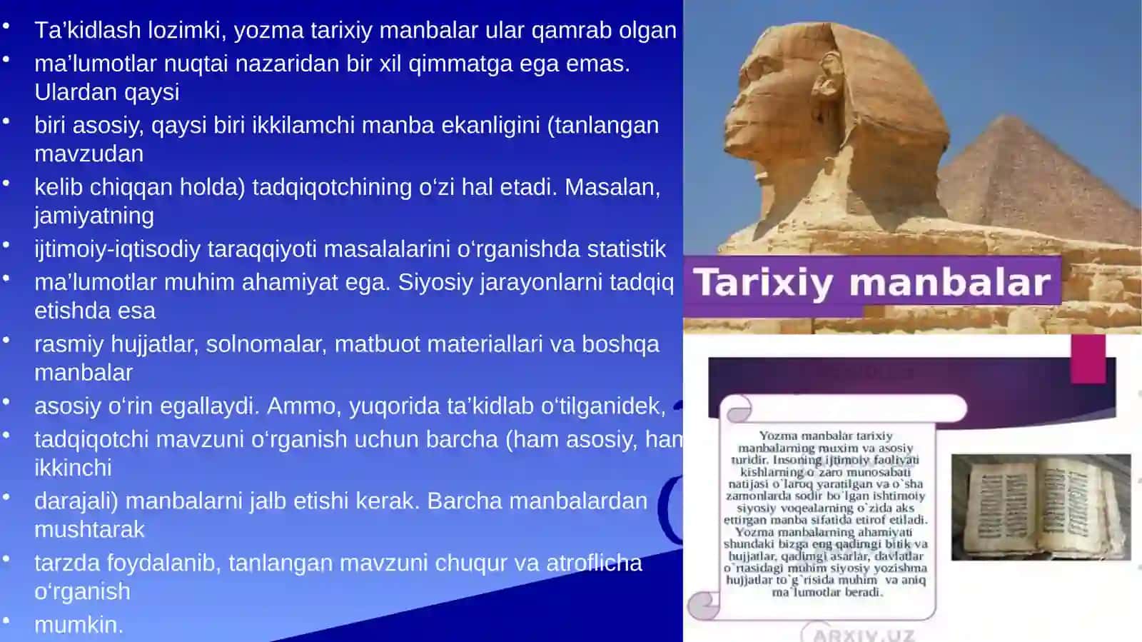 TARIXIY MANBALAR TAHLILI 3