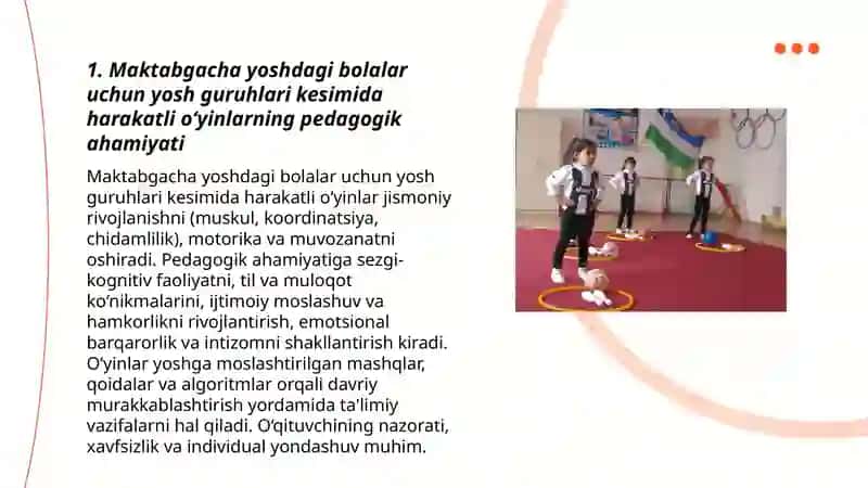 Maktabgacha yoshdagi bolalar uchun yosh guruhlari kesimida harakatli o‘yinlar 3