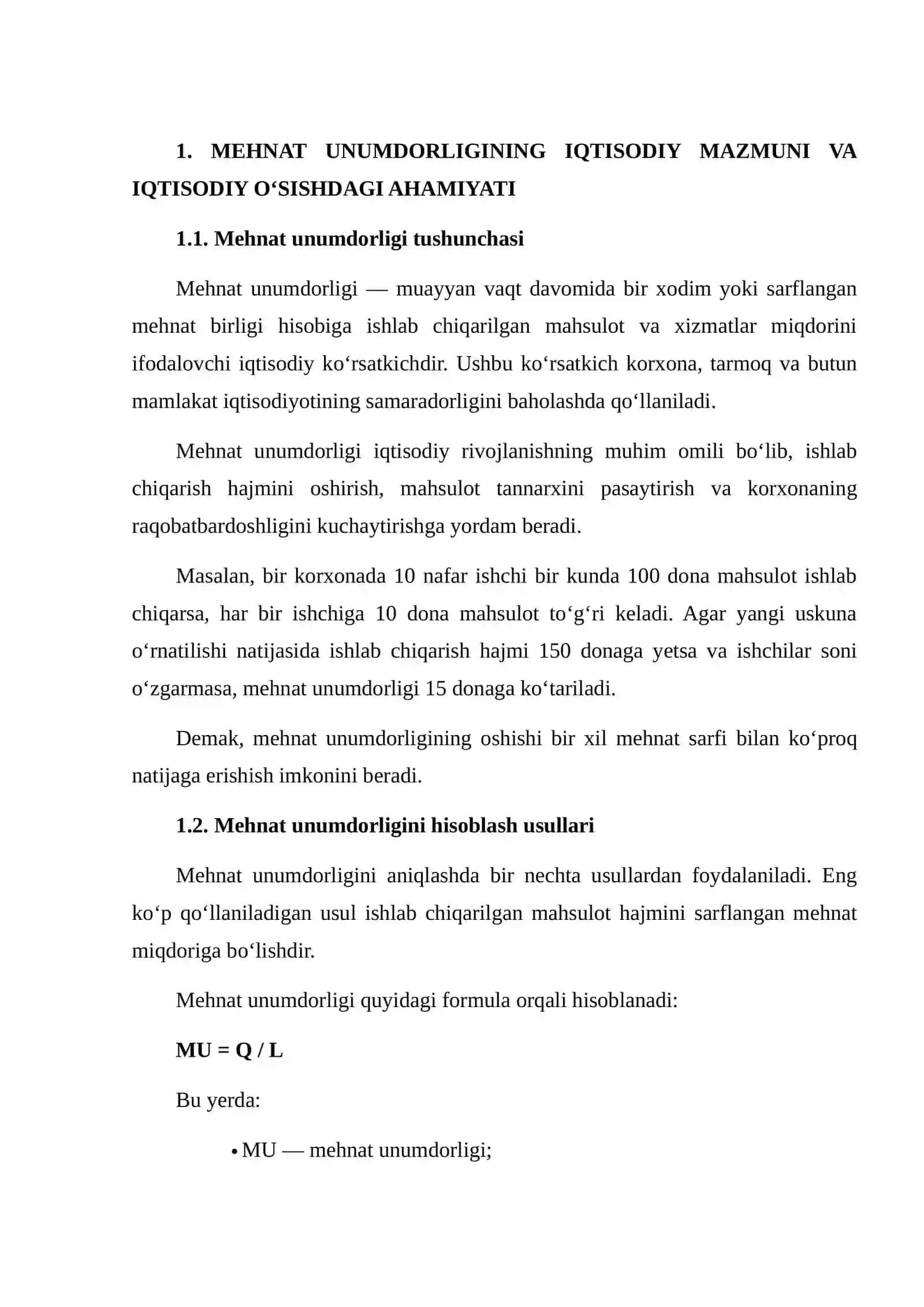 Mehnat unumdorligi va texnologik taraqqiyotning iqtisodiy o‘sishdagi roli 3