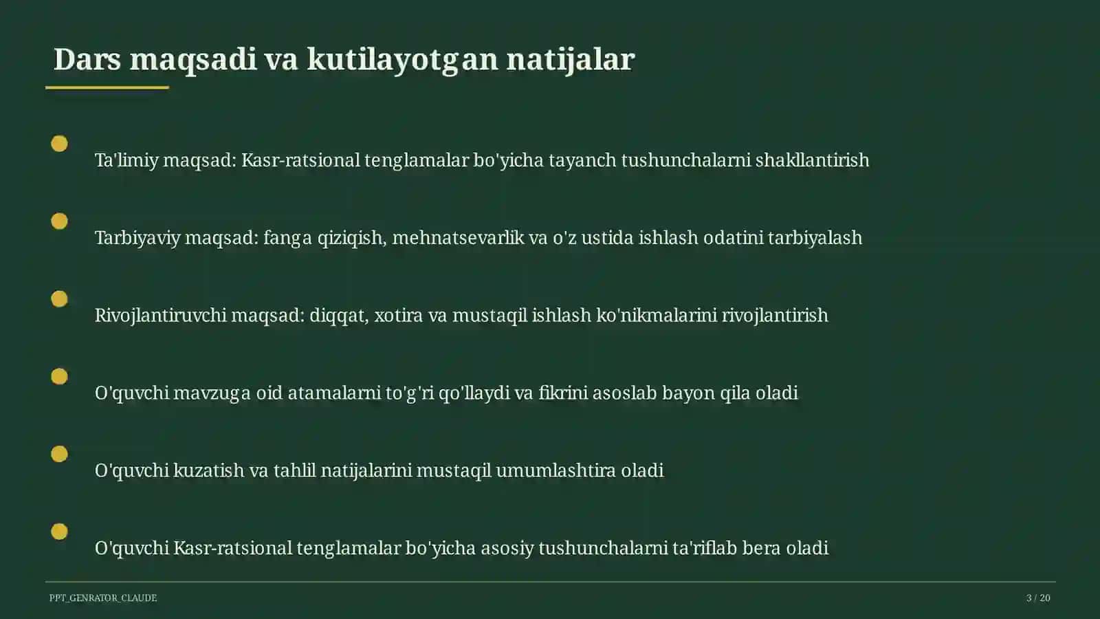 Kasr-ratsional tenglamalar (8-sinf) 3