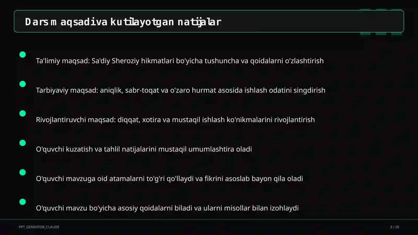 Sa'diy Sheroziy hikmatlari (6-sinf) 3