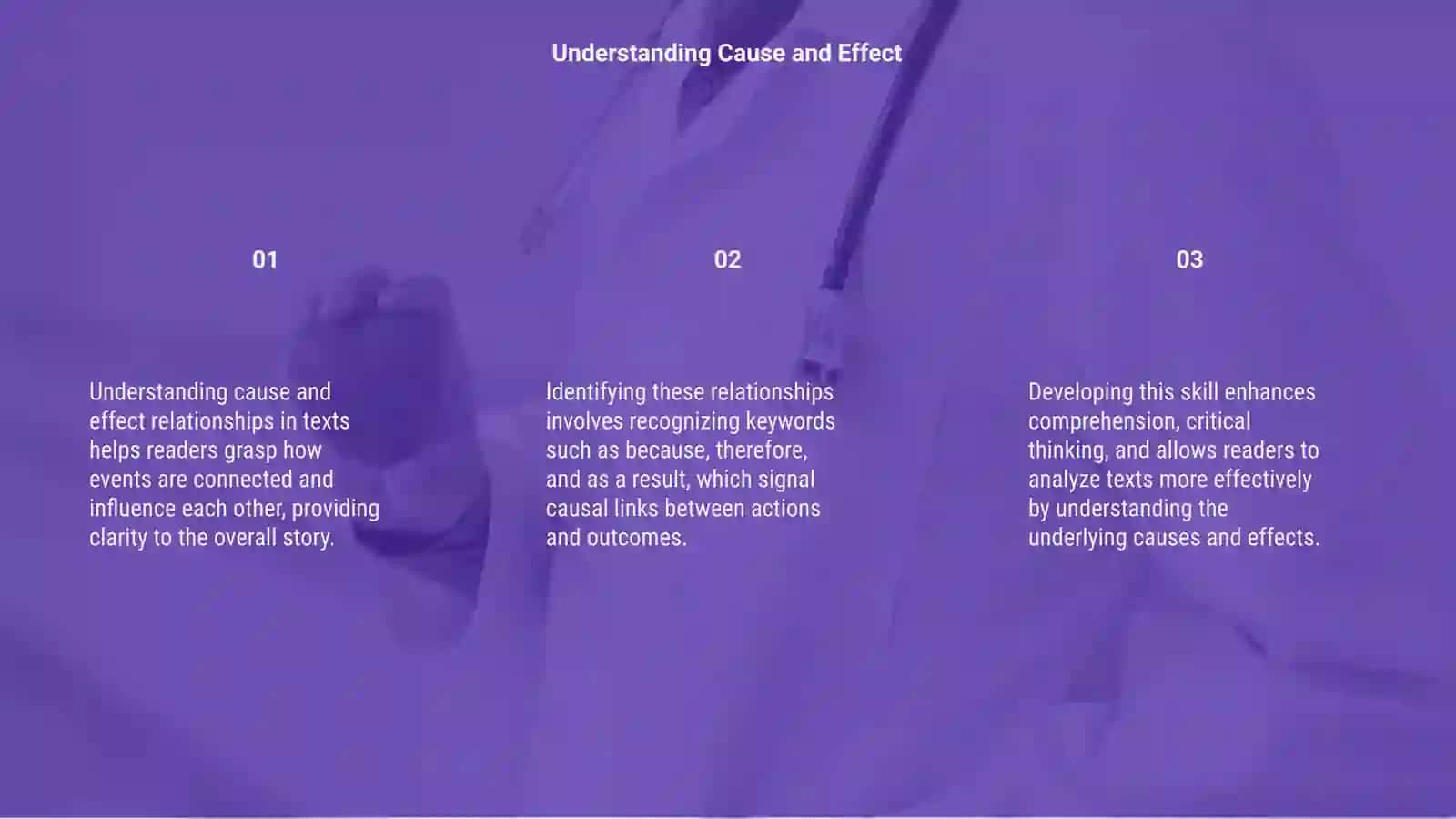 Identifying cause and effect relationships in texts 3