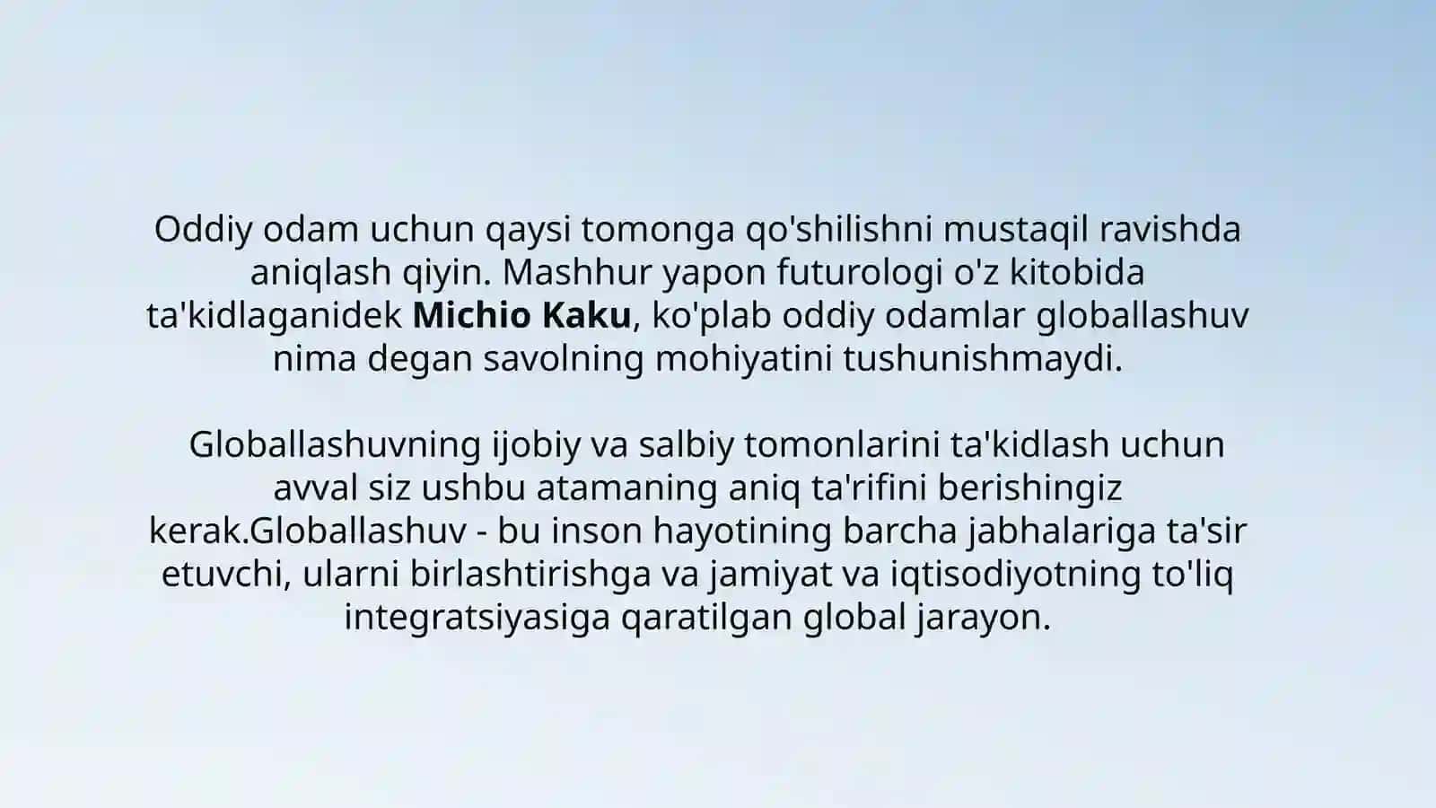 Globallashuvning Ijobiy va Salbiy Yo'nalishlari 3