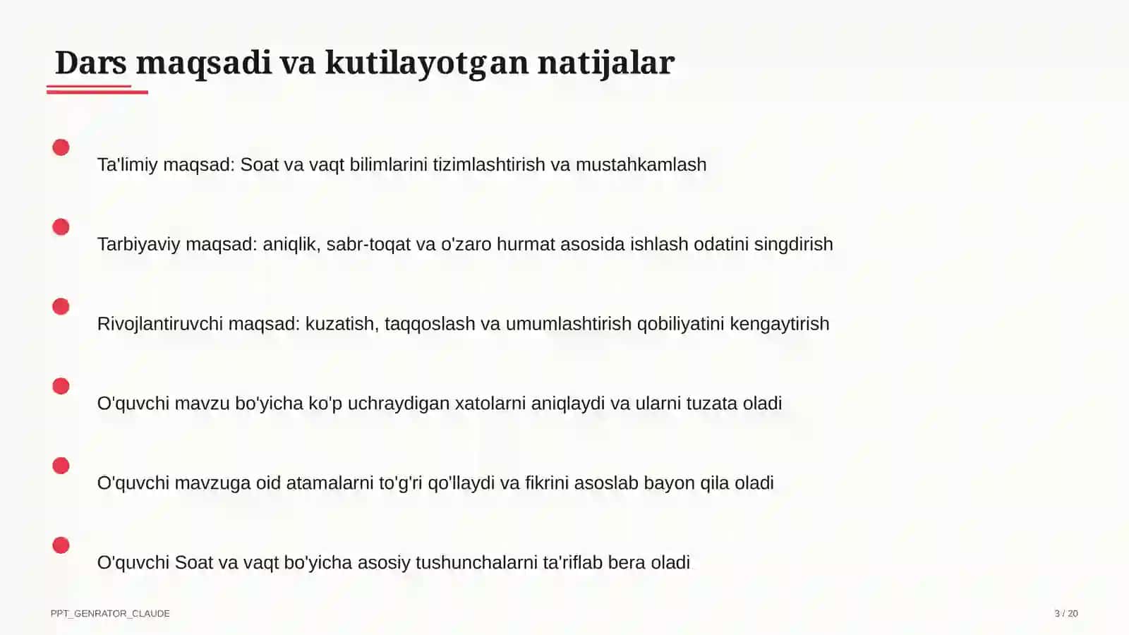 Soat va vaqt (1-sinf) 3