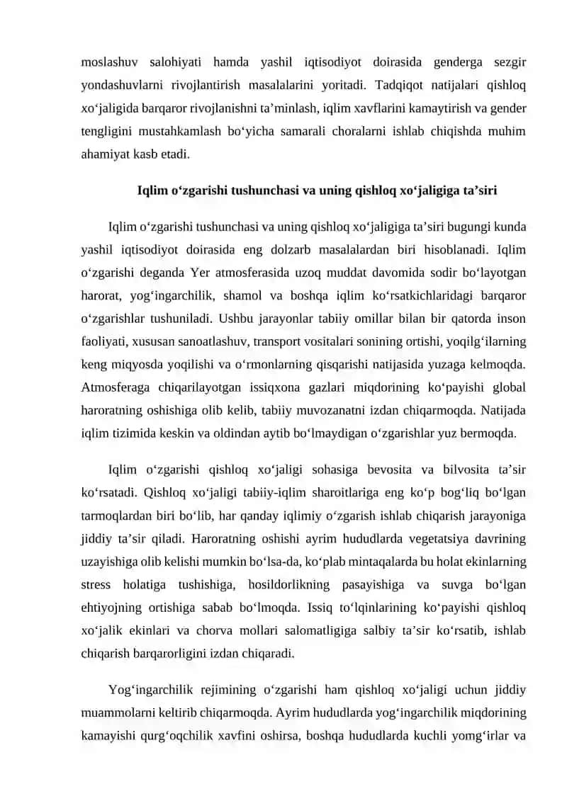 Iqlim o‘zgarishi va gender tengsizligi qishloq xo‘jaligi sohasidagi tadqiqot 3