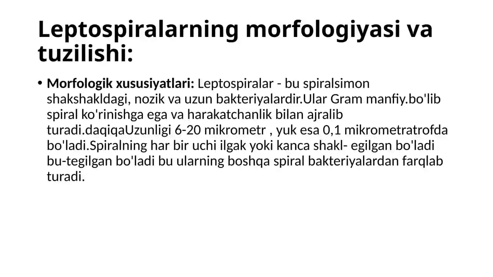 Leptospirozlar Morfoloqiyasi, Strukturasi, Tarqalganligi 3
