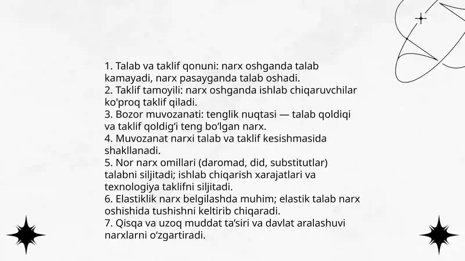 Talab va taklif qonuniga ko'ra narx belgilash usulari 3