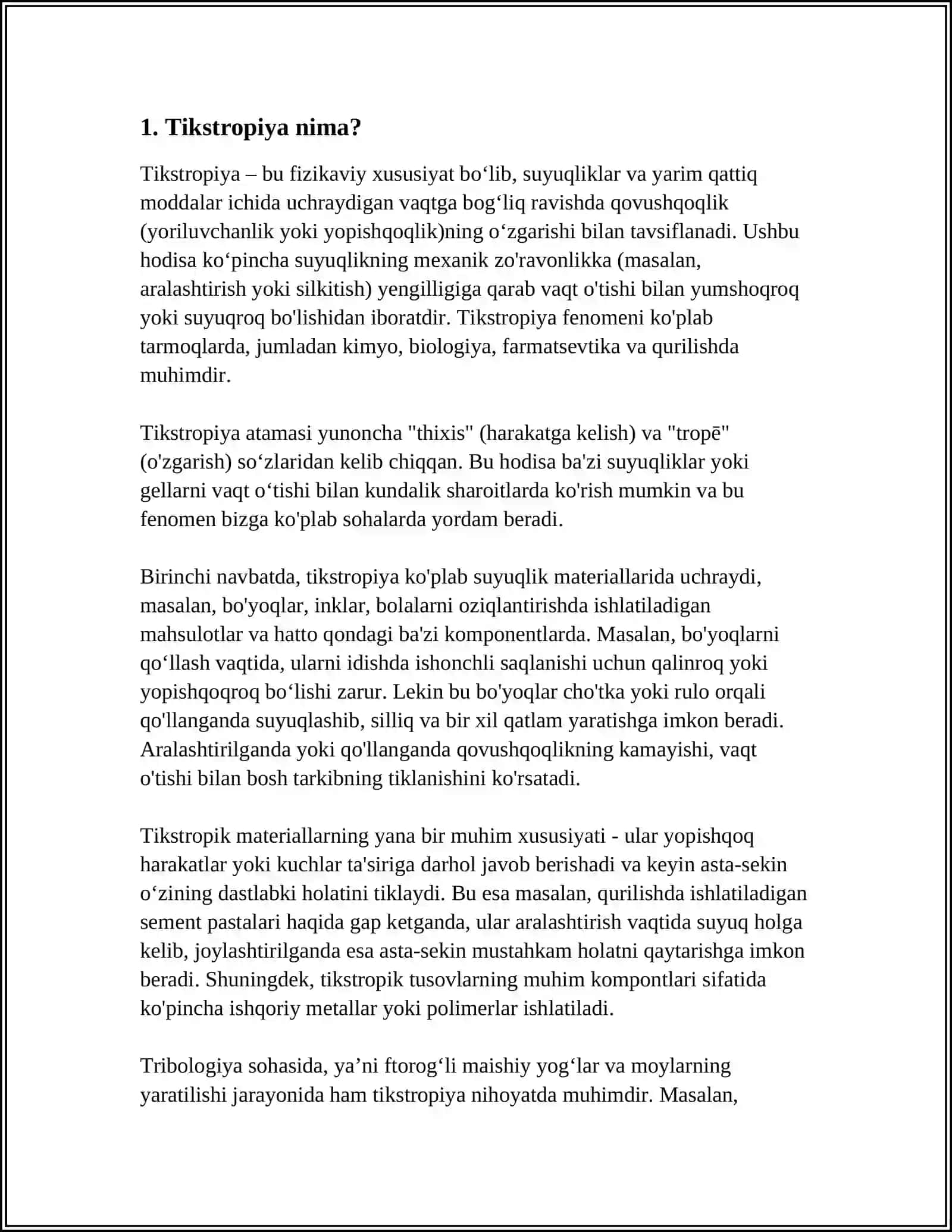 IVIQLAR VA GЕLLARNING TIKSOTROPIYASI. SINЕRЕZIS 3