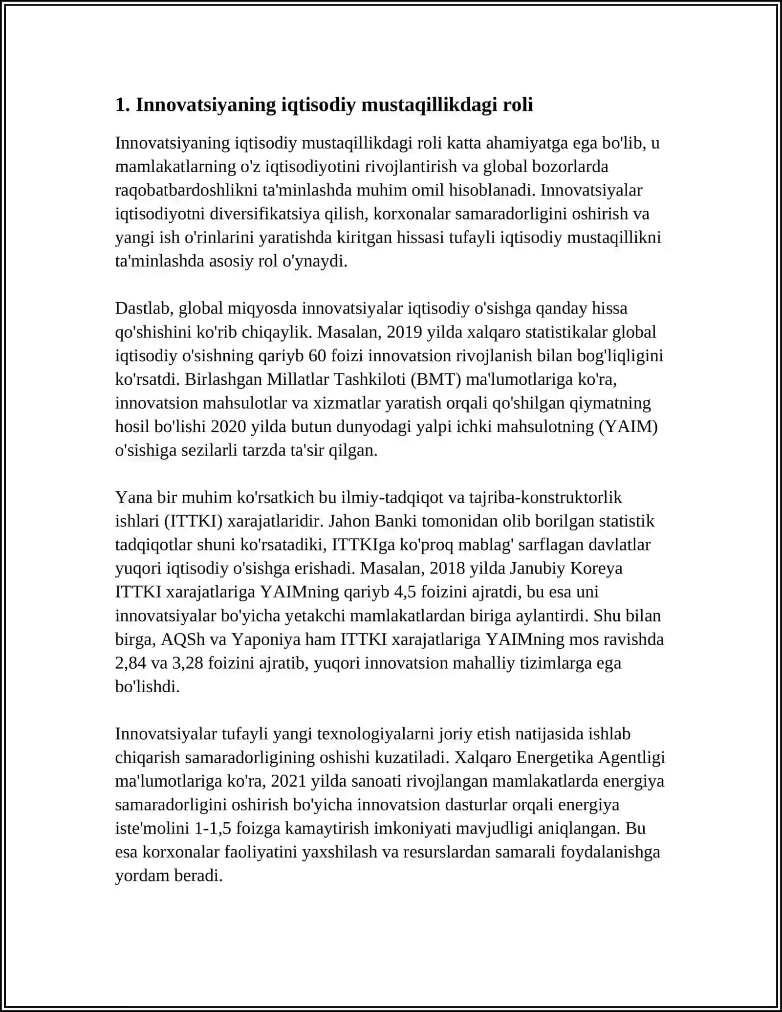 INNOVATSIYANING IQTISODIY MUSTAQILLIKKA TA`SIRI 3