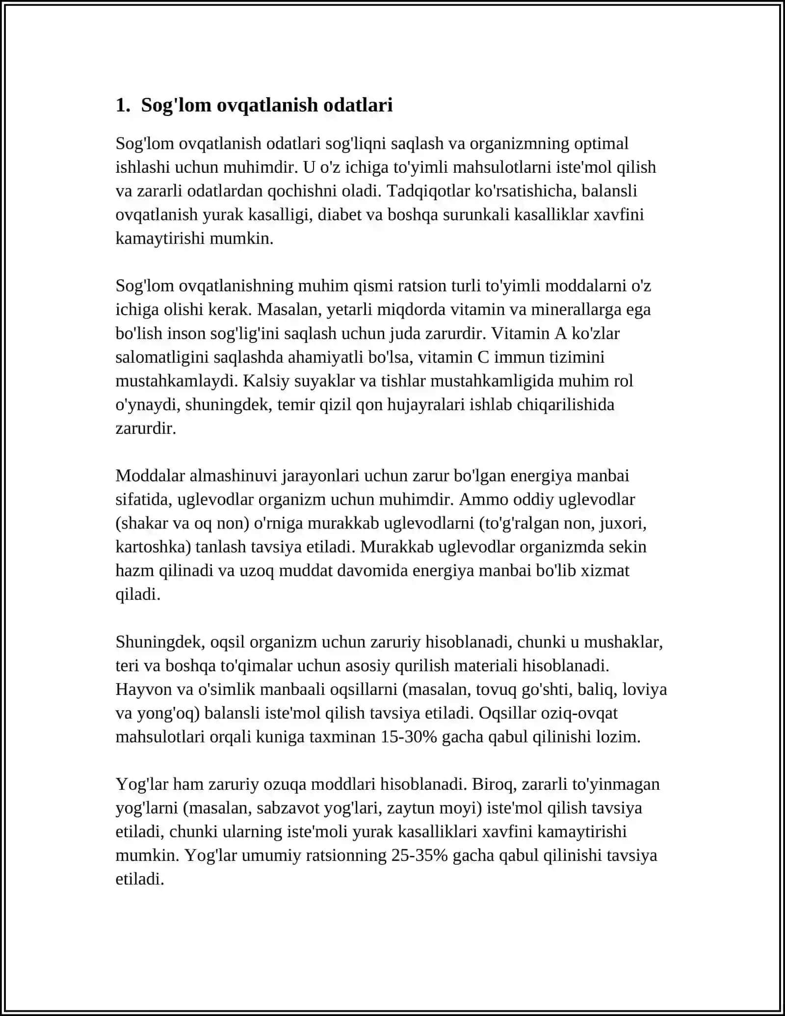 MUSTAQIL ISH Mavzu: SOĢLOM TURMUSH TARZINI SHAKLLANTIRISH 3