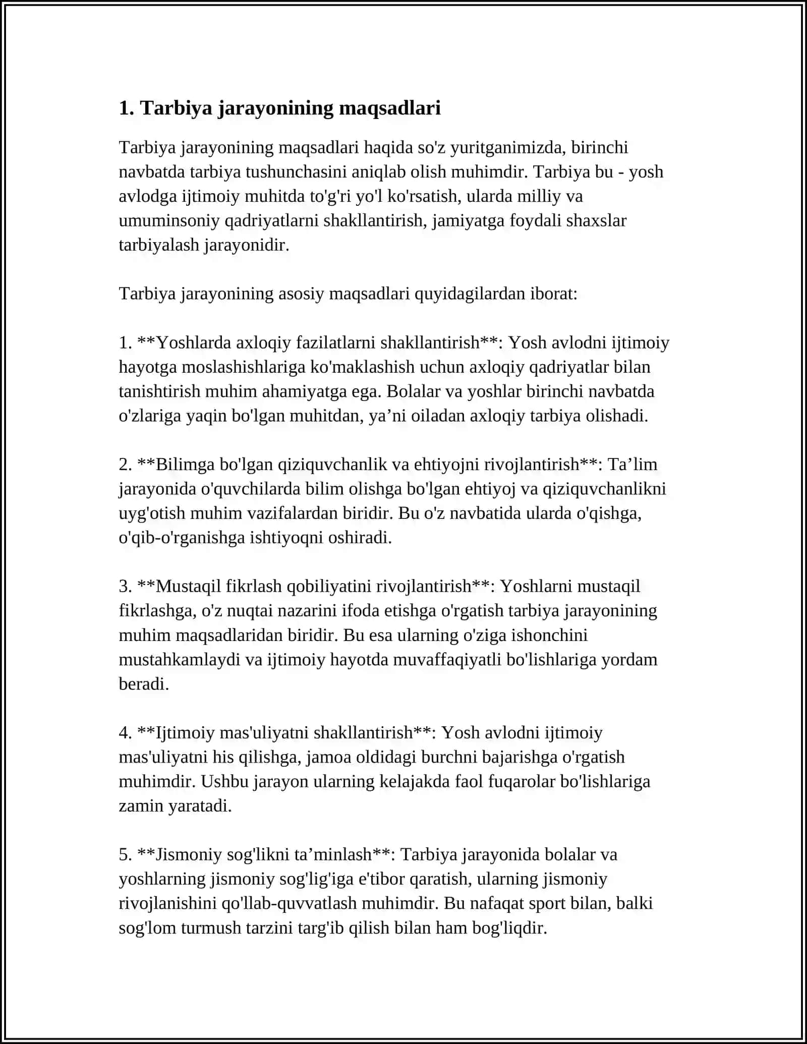 MUSTAQIL ISH Mavzu: TARBIYA JARAYONI HAQIDA TUSHUNCHA 3