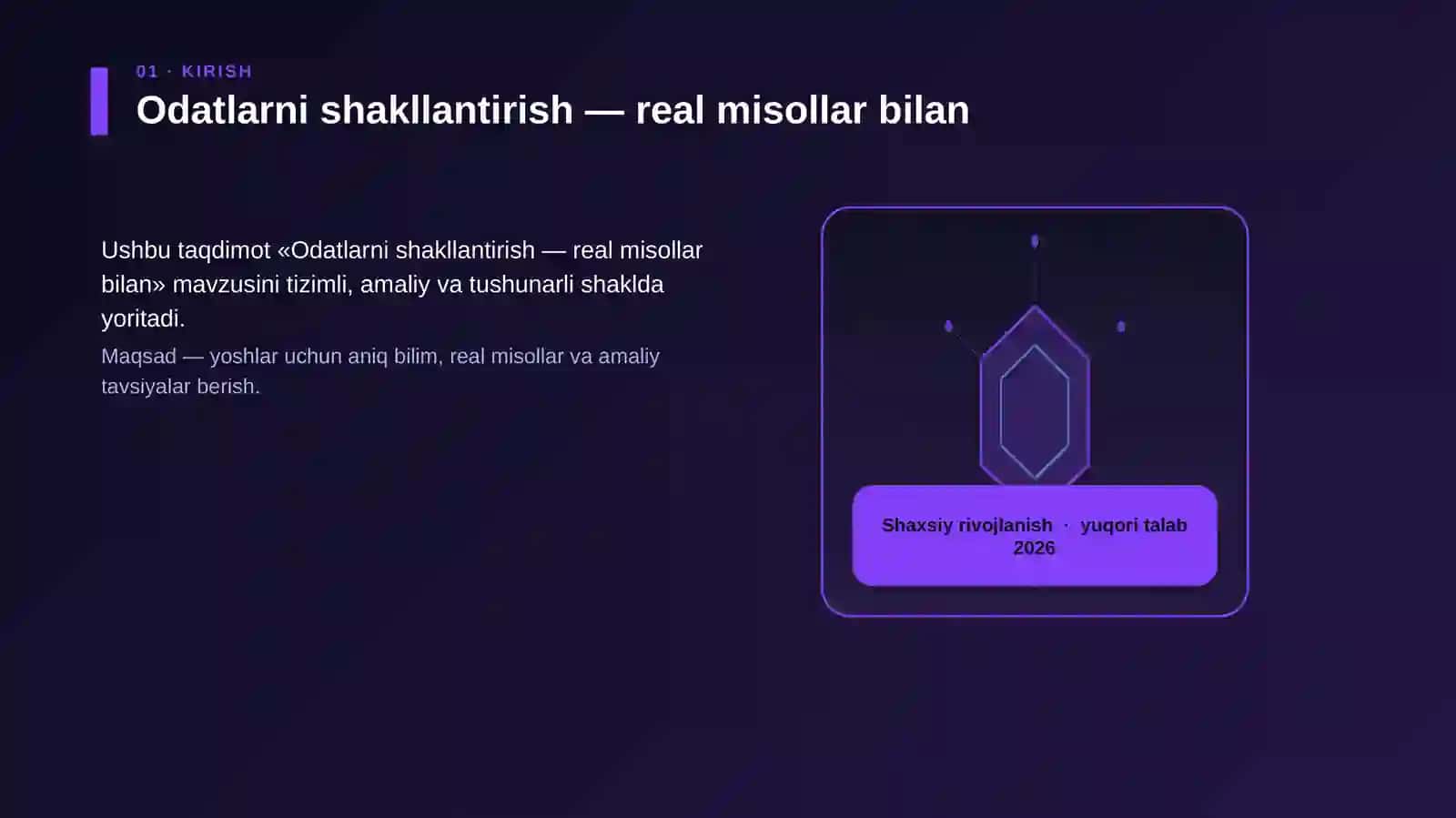 Odatlarni shakllantirish — real misollar bilan 3